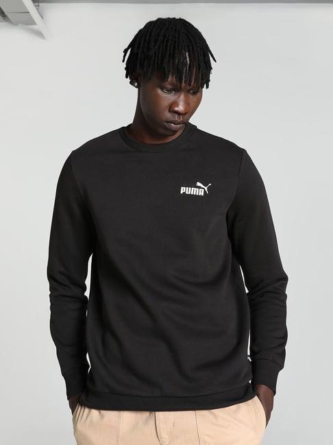 puma essentials black regular fit logo print sweatshirt