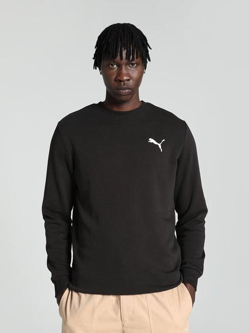 puma essentials black regular fit logo print sweatshirt