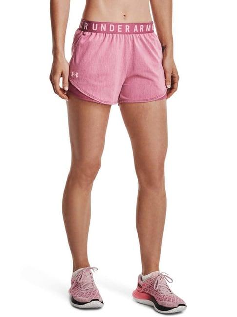 under armour pink mid rise sports shorts