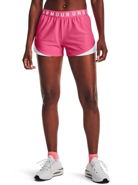 under armour pink mid rise sports shorts