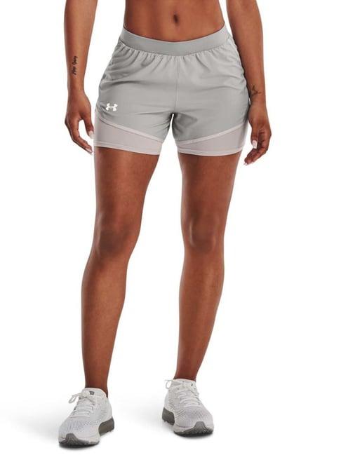 under armour grey mid rise sports shorts