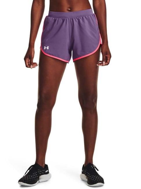 under armour purple mid rise sports shorts