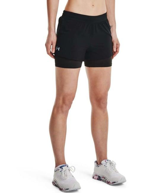 under armour black mid rise sports shorts