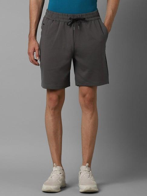 louis philippe grey slim fit printed shorts