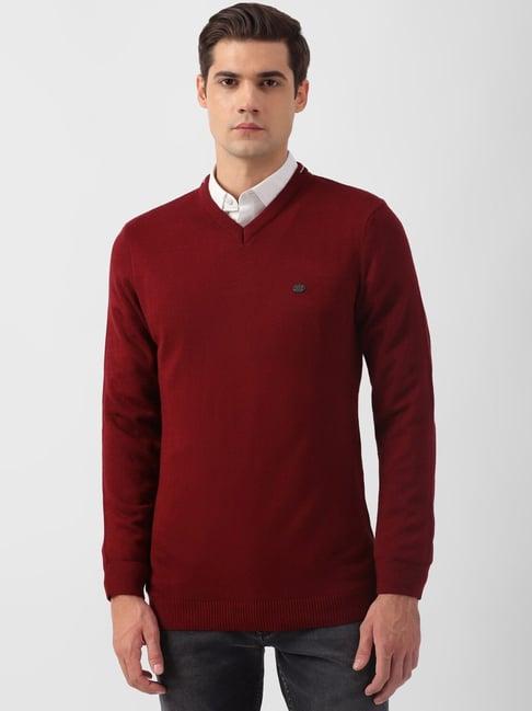 peter england maroon regular fit sweater