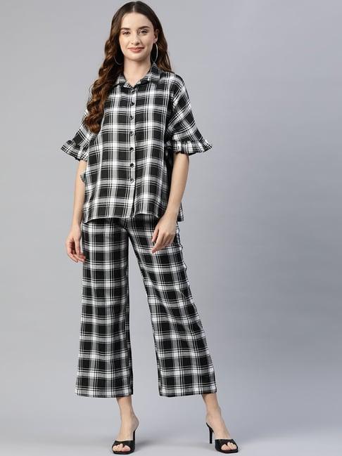 cottinfab black & white cotton checks shirt