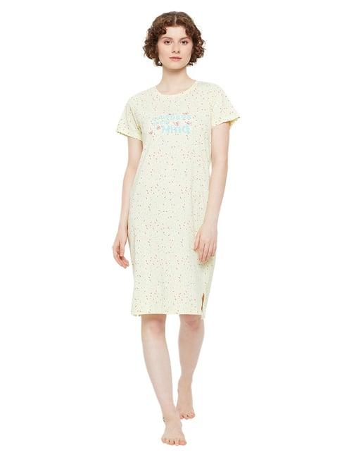 madame m secret yellow graphic print t-shirt dress