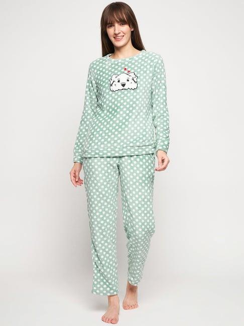 madame m secret green graphic print sweatshirt with pyjamas