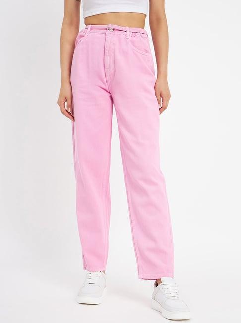 madame pink relaxed fit mid rise jeans