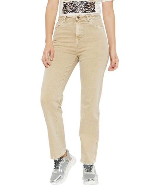 madame beige regular fit mid rise jeans