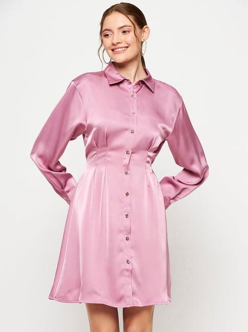 madame pink regular fit shirt dress