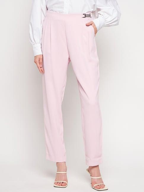 madame pink regular fit mid rise trousers