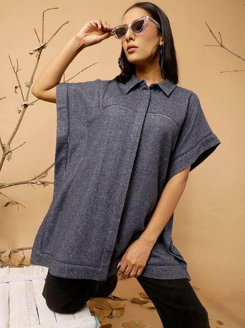 jaipur kurti navy kaftan shirt