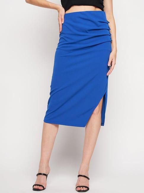 madame royal blue midi skirt