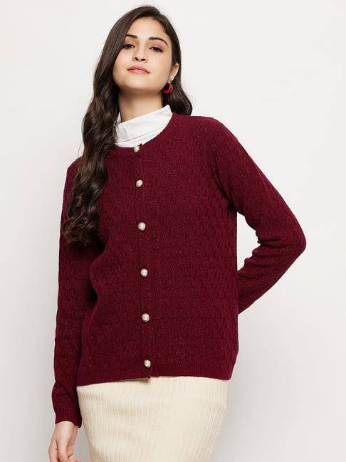 madame maroon regular fit cardigan