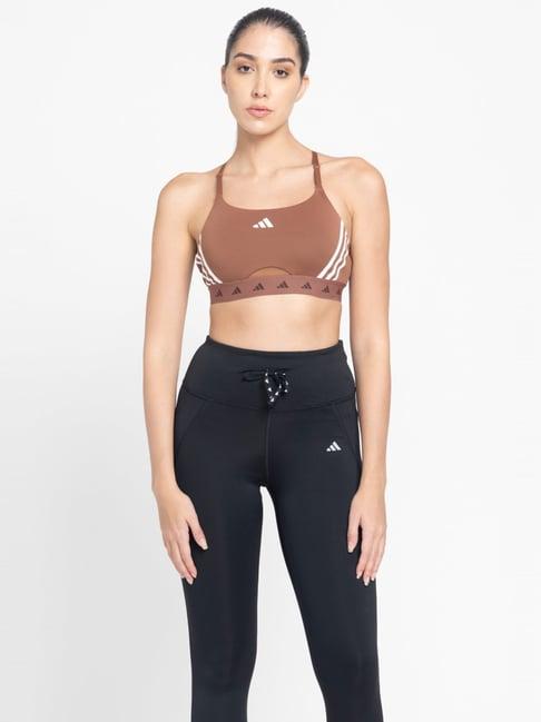 adidas brown logo print sports bra