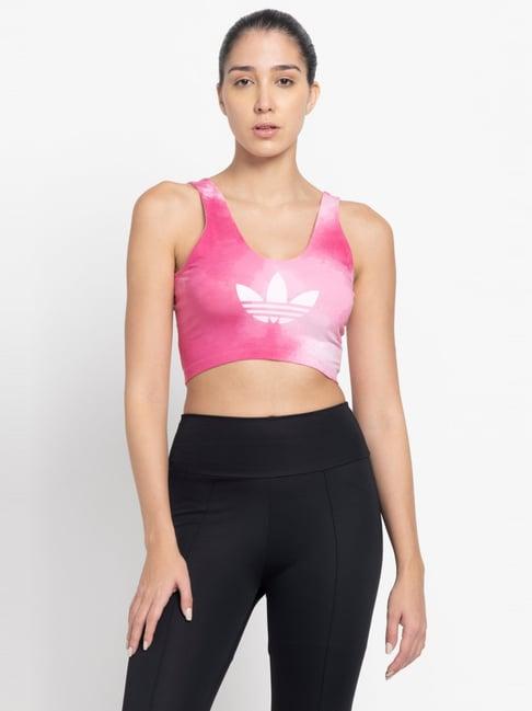 adidas originals pink cotton logo print sports bra