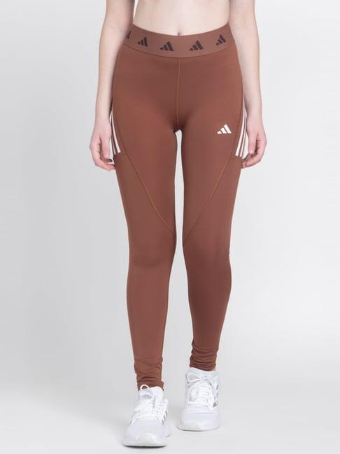 adidas brown logo print tights