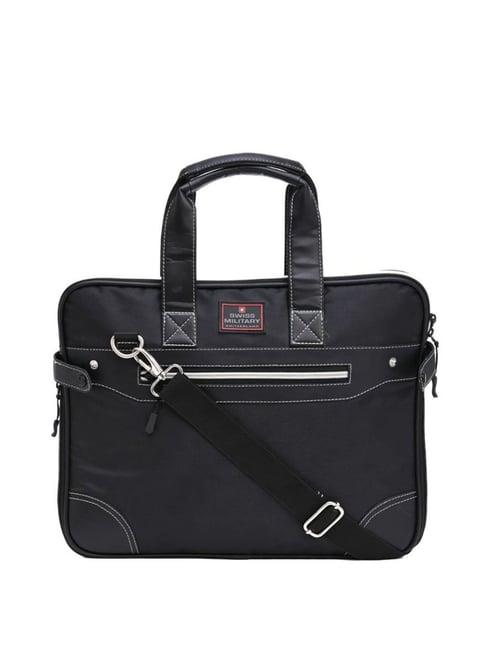 swiss military black solid small laptop messenger bag