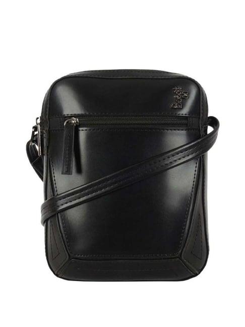 baggit black pvc solid cross body bag