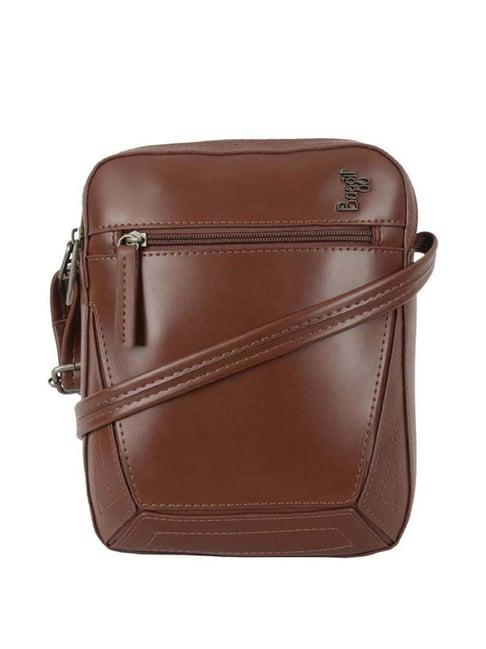 baggit brown pvc solid cross body bag