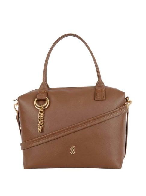 baggit sepia pvc solid bowler handbag