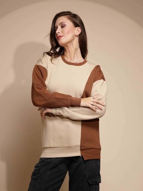 global republic beige & brown pullover