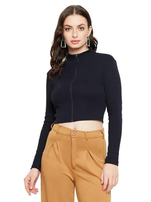 madame navy regular fit crop top