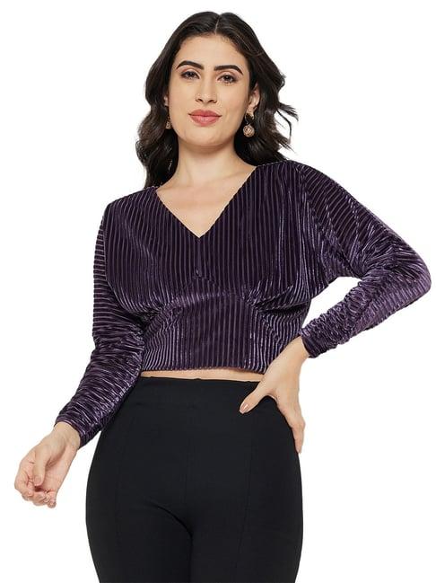 madame purple striped crop top