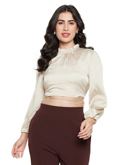 madame beige regular fit crop top