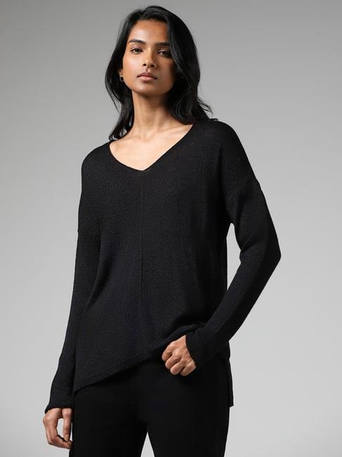 lov by westside black high low sweater