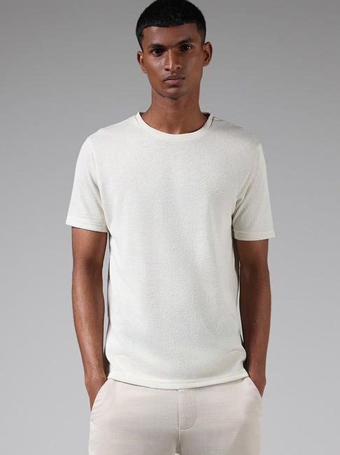 eta by westside white rough textured slim fit t-shirt