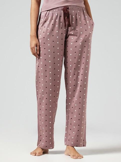 wunderlove by westside light brown heart printed pyjamas