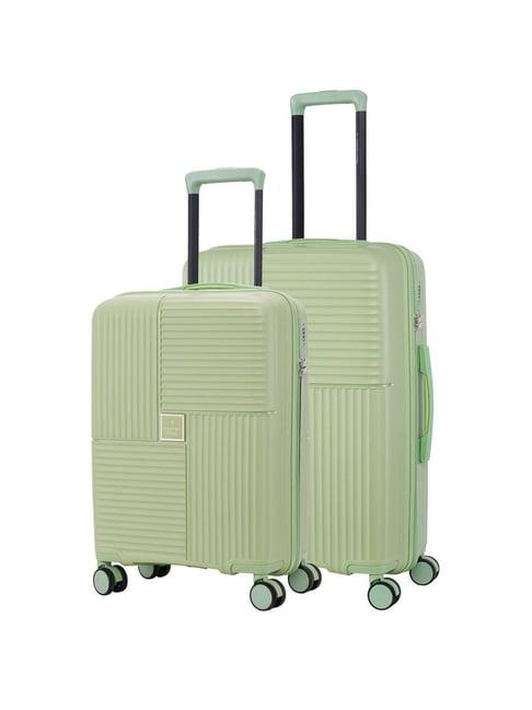 nasher miles singapore hard-sided polypropylene set of 2 avacado green trolley bags (55 & 65 cm)