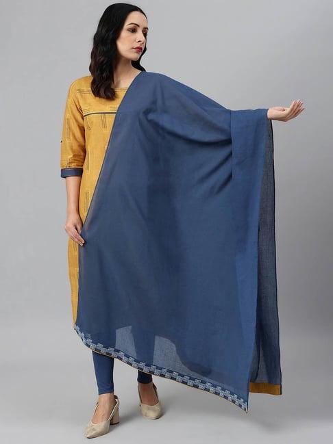 w dark blue cotton dupatta