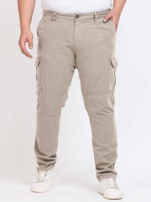 ivoc silver grey regular fit overdyed cotton plus size cargos