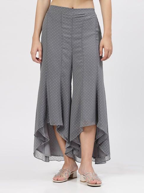 lela grey embroidered palazzos