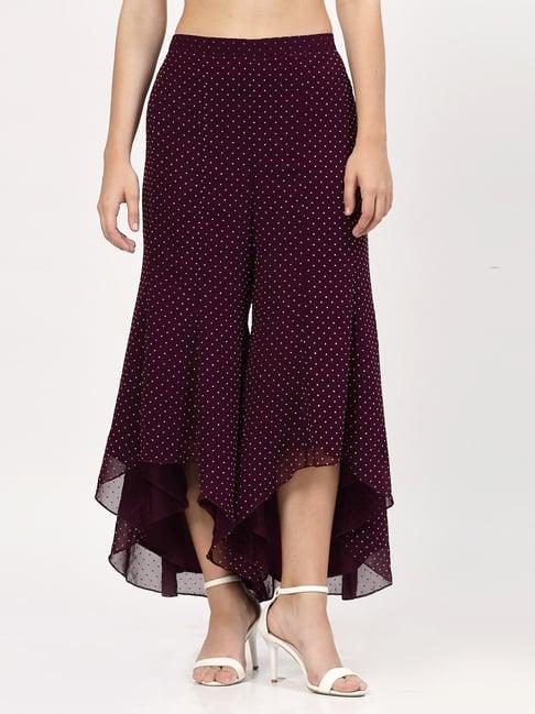 lela purple embroidered palazzos