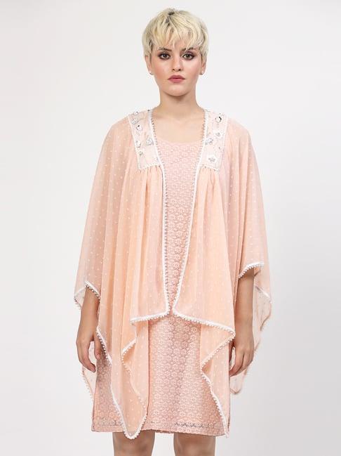 lela peach embroidered cape