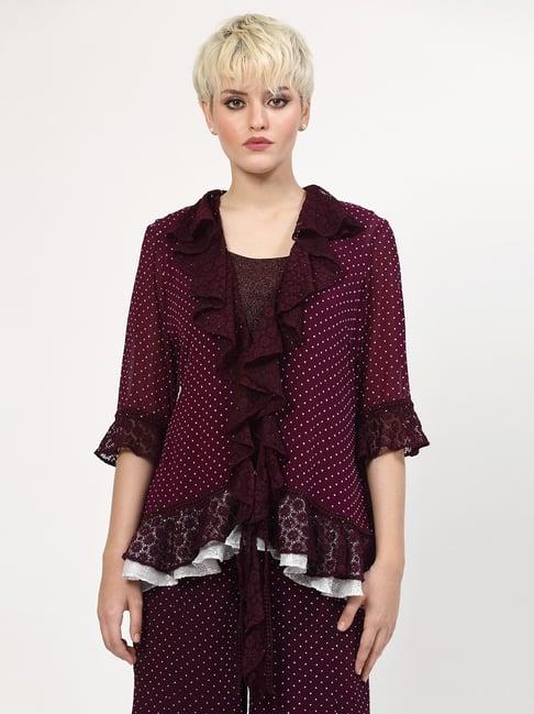 lela purple embroidered shrug