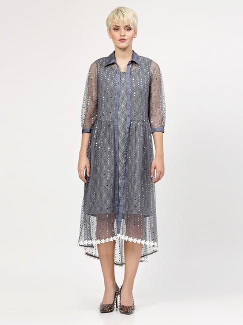 lela stone blue embellished tunic