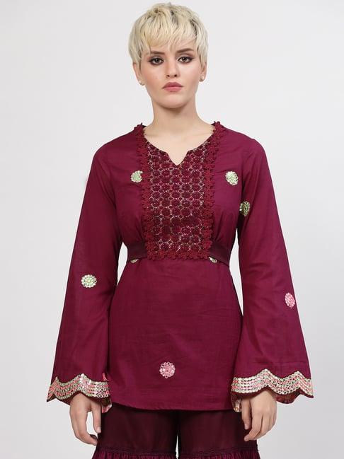 lela purple embroidered tunic