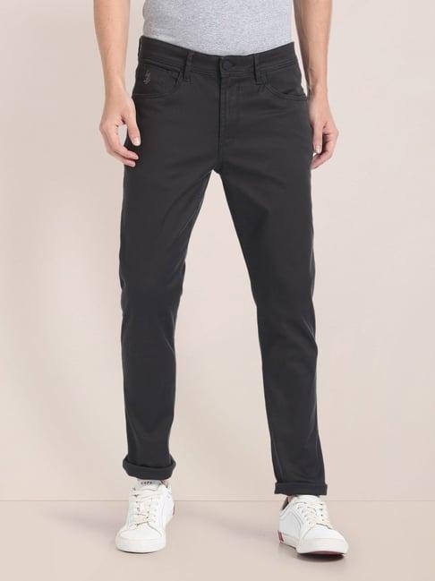 u.s. polo assn. black cotton slim tapered fit chinos