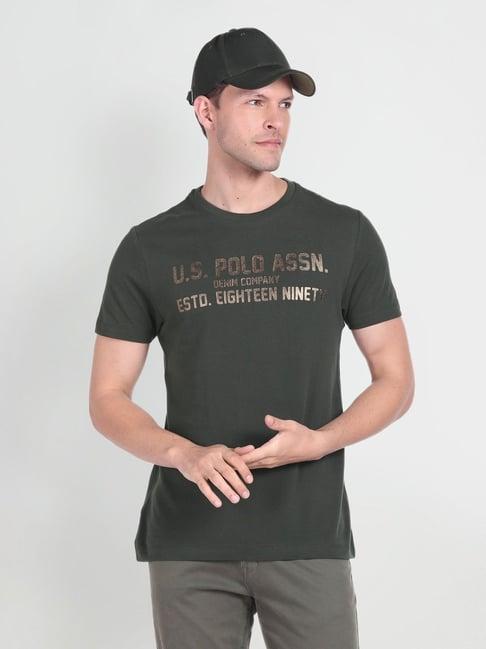 u.s. polo assn. denim co. olive cotton muscle fit printed t-shirt