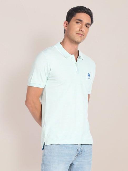 u.s. polo assn. aqua cotton slim fit heathered polo t-shirt