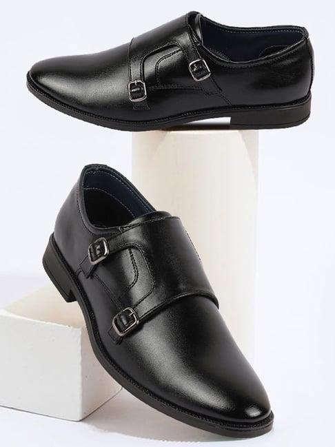 fausto men's black monk shoes