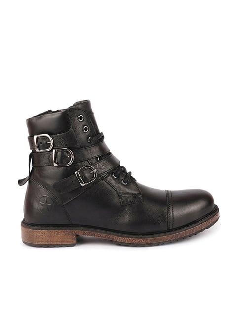 fausto men's black biker boots