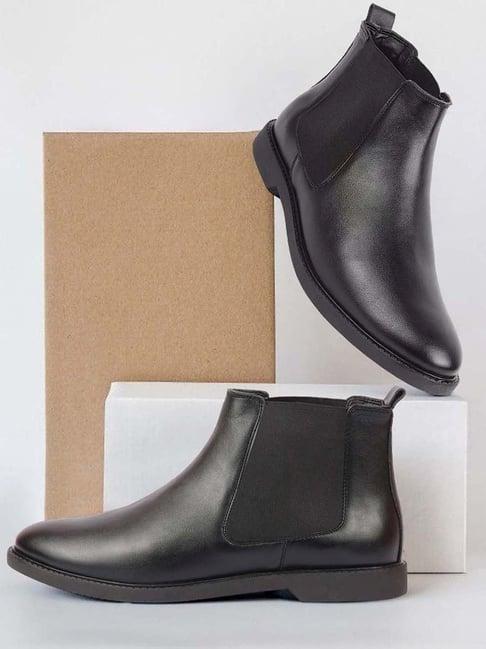 fausto men's black chelsea boots