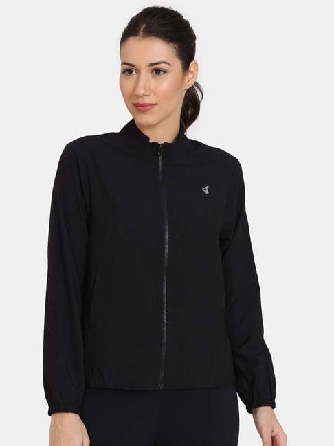 zelocity by zivame jet black regular fit sports jacket