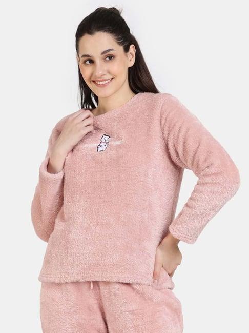 zivame dusty pink printed sweatshirt